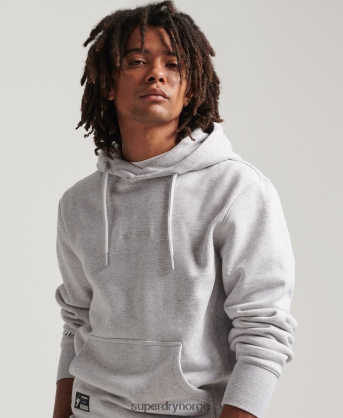 Superdry grå klær 86P46D5113 brodert mikrologo hettegenser med løs passform menn