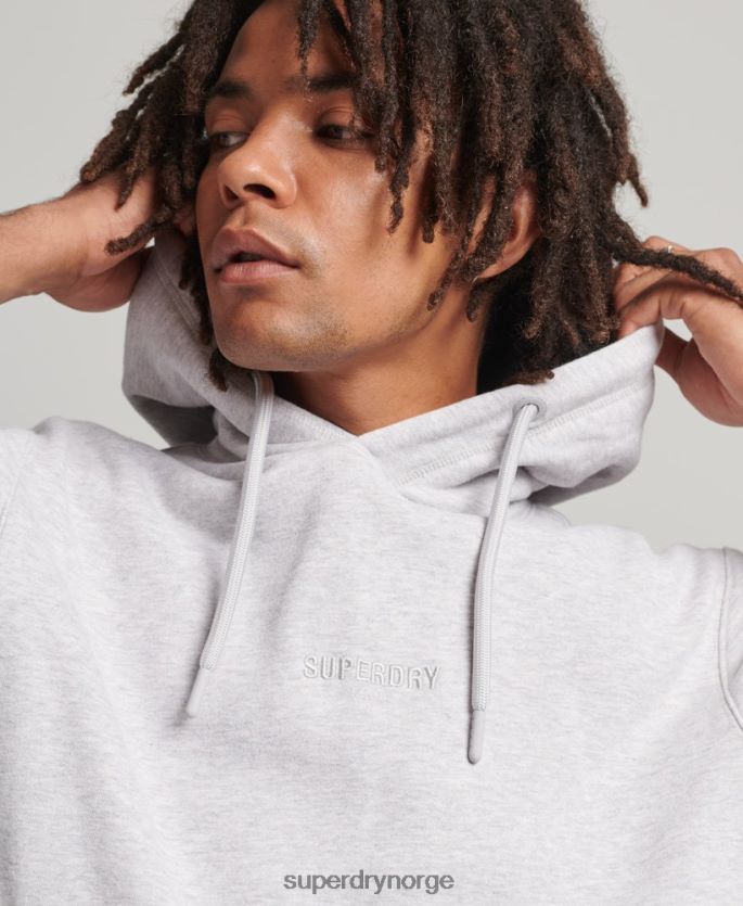 Superdry grå klær 86P46D5113 brodert mikrologo hettegenser med løs passform menn
