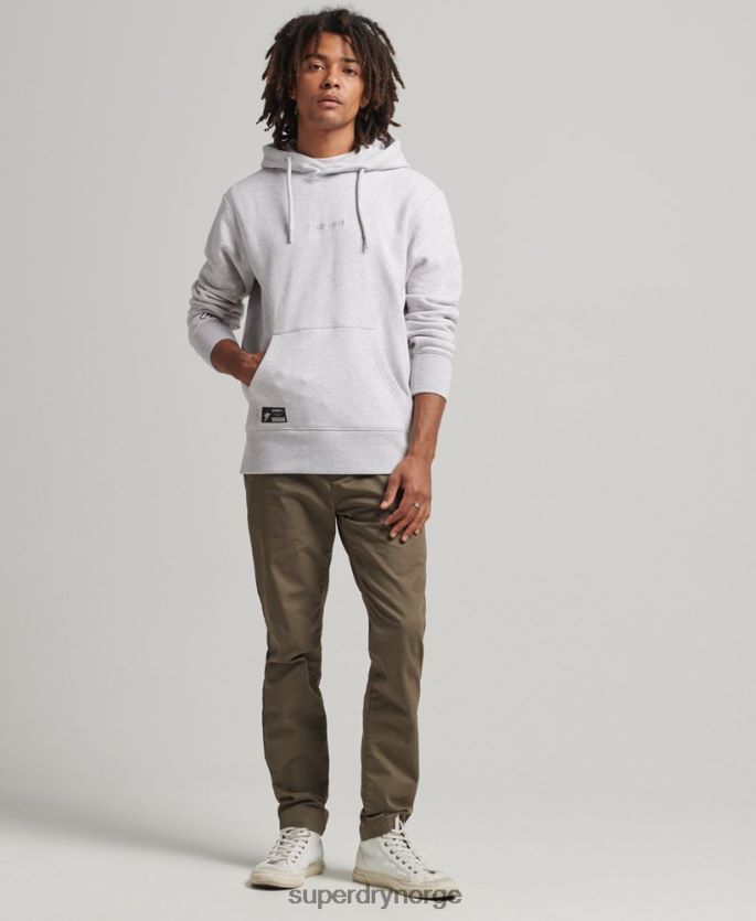 Superdry grå klær 86P46D5113 brodert mikrologo hettegenser med løs passform menn