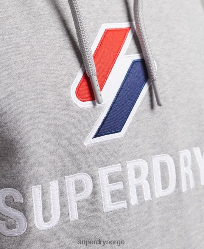 Superdry grå klær 86P46D5115 hettegenser med stablet applikasjonslogo menn