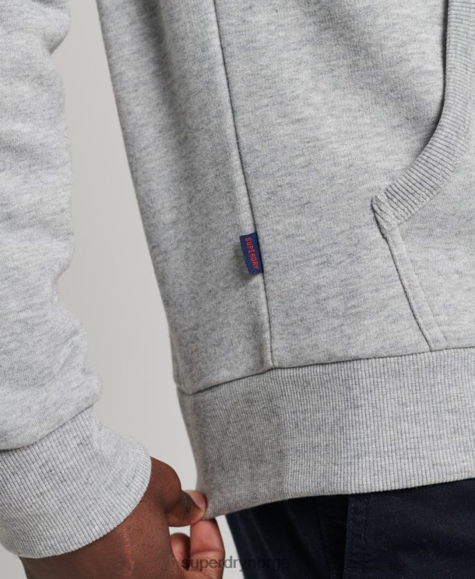 Superdry grå klær 86P46D5148 vintage logo klassisk hettegenser med glidelås menn