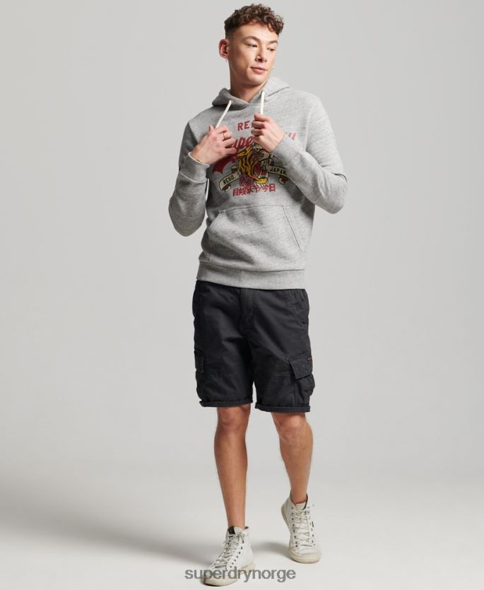 Superdry grå klær 86P46D515 vintage logo-fortelling hettegenser menn