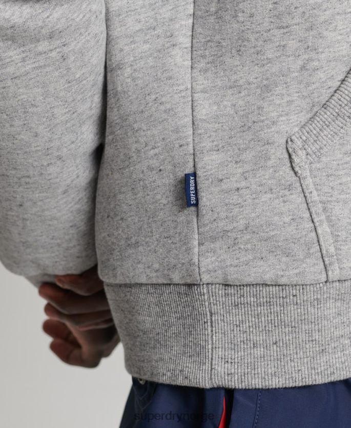 Superdry grå klær 86P46D5163 vintage kjernelogo sesong hettegenser med glidelås menn
