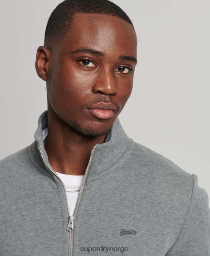 Superdry grå klær 86P46D5175 organisk bomull vintage logo glidelås spor topp menn