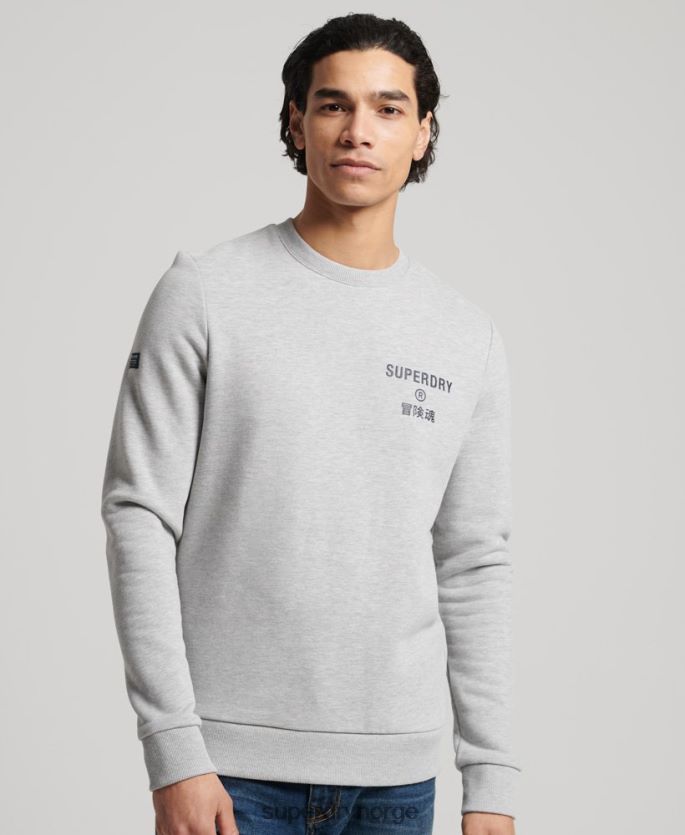Superdry grå klær 86P46D5179 bedriftslogo marl crew sweatshirt menn