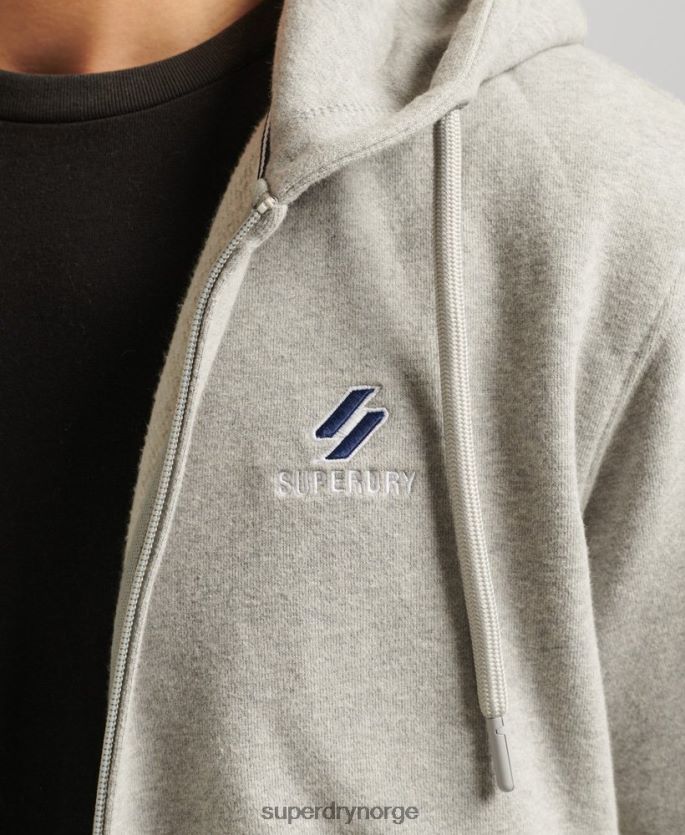 Superdry grå klær 86P46D5205 kode essensiell hettegenser med zip menn