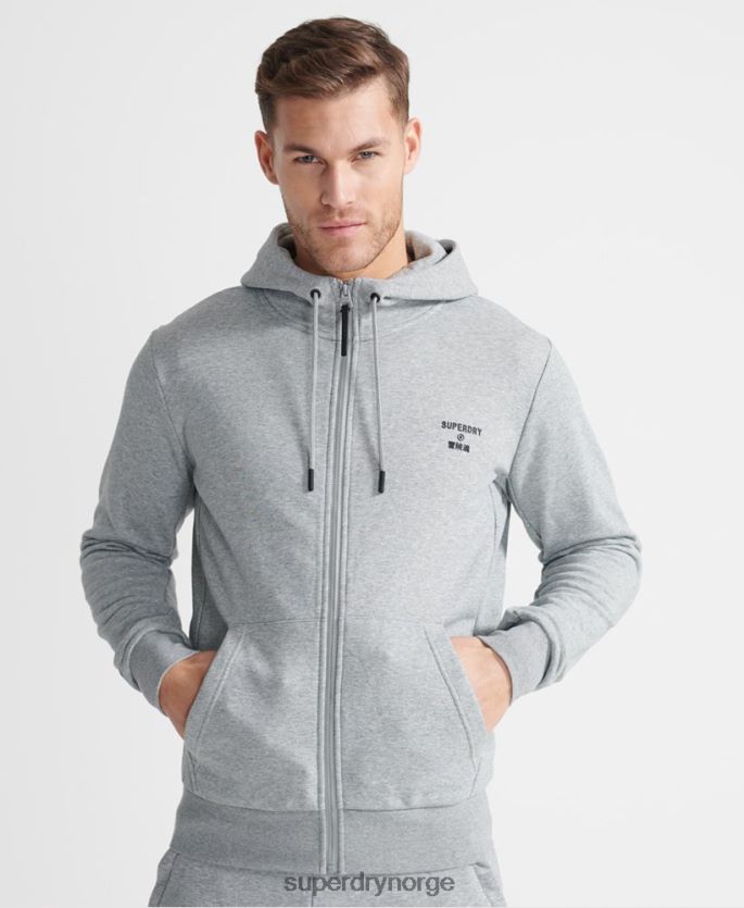 Superdry grå klær 86P46D5362 trening sport hettegenser med glidelås menn