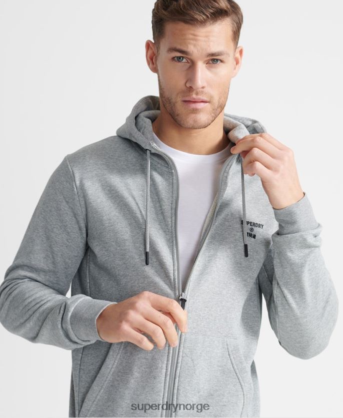 Superdry grå klær 86P46D5362 trening sport hettegenser med glidelås menn