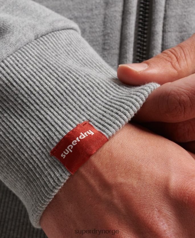 Superdry grå klær 86P46D539 vintage logo ubørstet neon hettegenser med glidelås menn