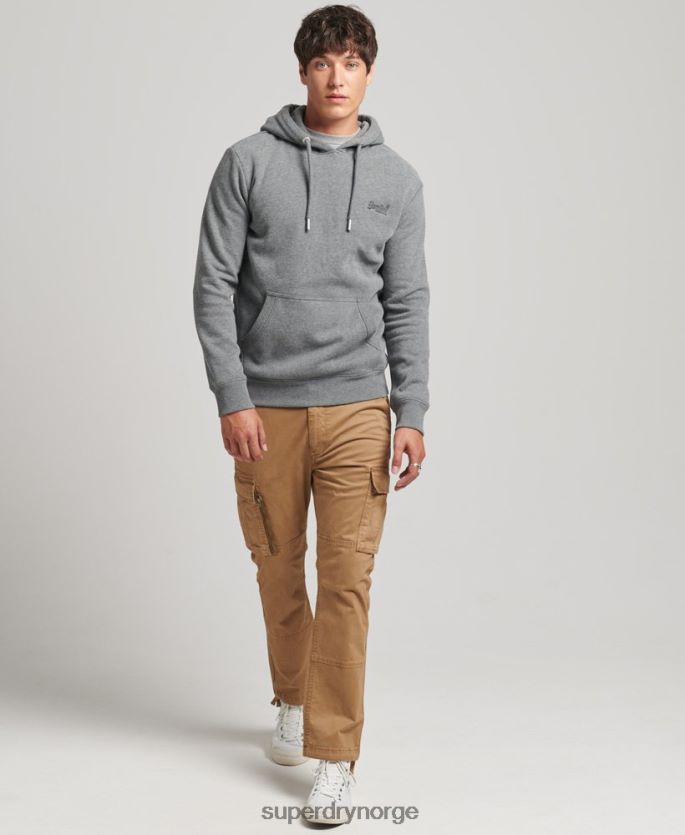 Superdry grå klær 86P46D560 essensiell logo-hettegenser i økologisk bomull menn