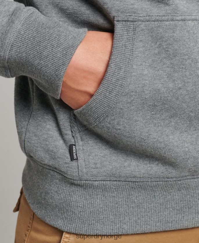 Superdry grå klær 86P46D560 essensiell logo-hettegenser i økologisk bomull menn