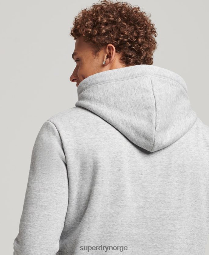 Superdry grå klær 86P46D567 essensiell logo-hettegenser i økologisk bomull menn