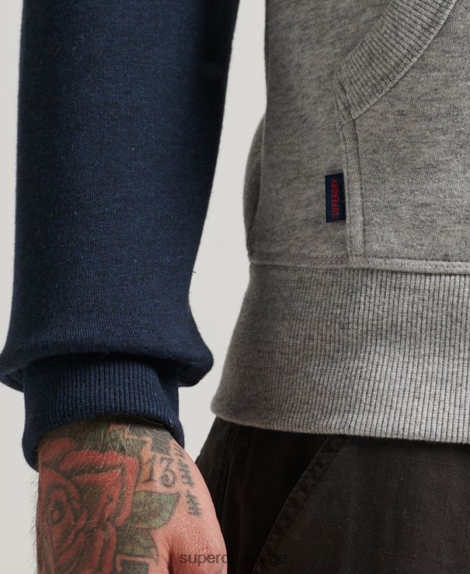 Superdry grå klær 86P46D572 hettegenser med baseball-glidelås i økologisk bomull menn