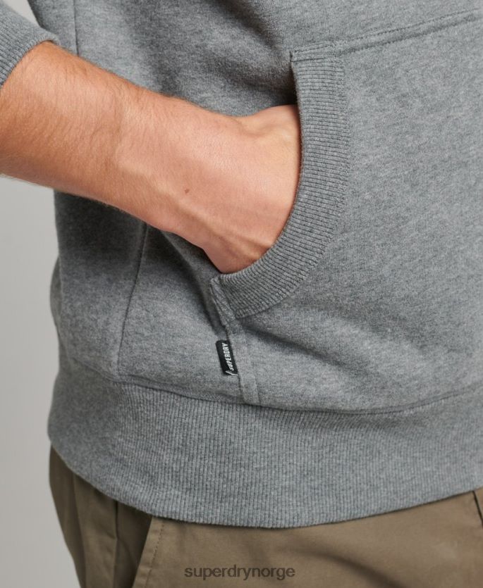 Superdry grå klær 86P46D577 vintage logobrodert hettegenser med glidelås i økologisk bomull menn