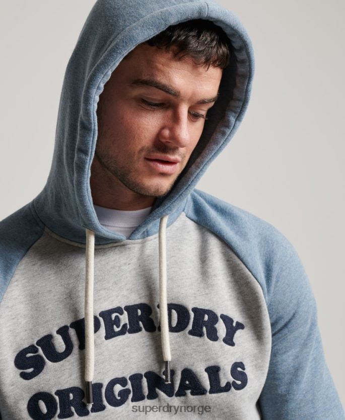 Superdry grå klær 86P46D594 cooper class raglan hettegenser menn