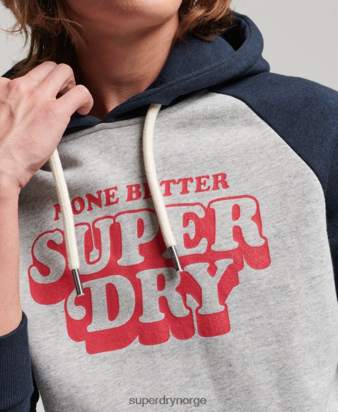 Superdry grå klær 86P46D595 cooper class raglan hettegenser menn