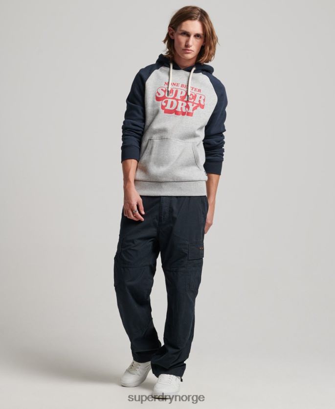 Superdry grå klær 86P46D595 cooper class raglan hettegenser menn