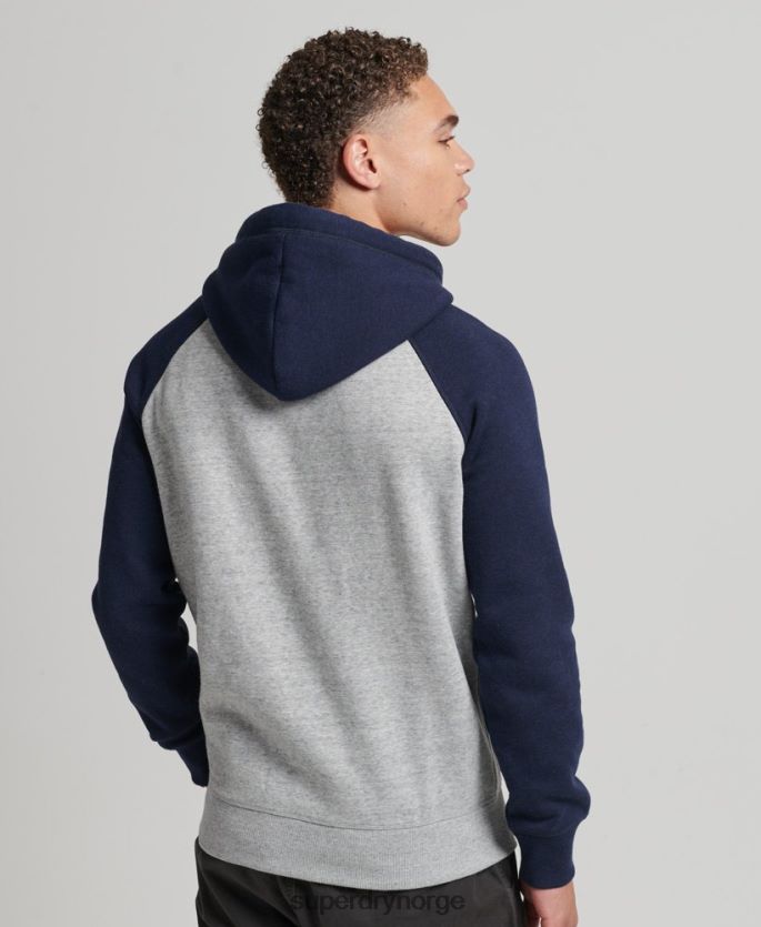 Superdry grå klær 86P46D602 vintage logo baseball hettegenser i økologisk bomull menn