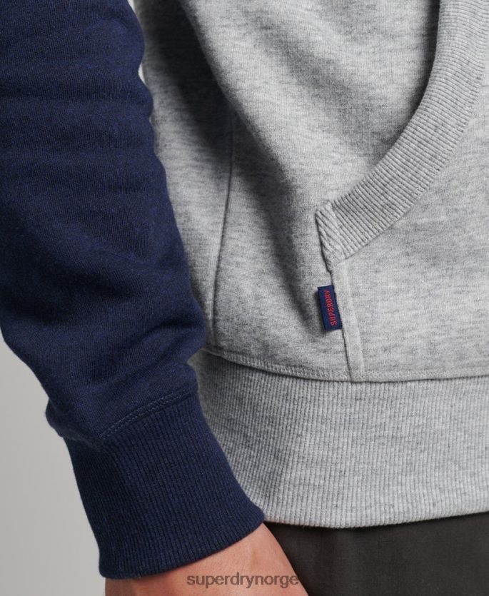 Superdry grå klær 86P46D602 vintage logo baseball hettegenser i økologisk bomull menn