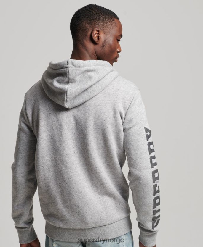 Superdry grå klær 86P46D633 gym atletisk hettegenser med glidelås menn