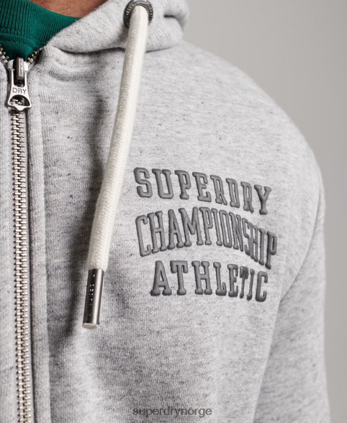 Superdry grå klær 86P46D633 gym atletisk hettegenser med glidelås menn