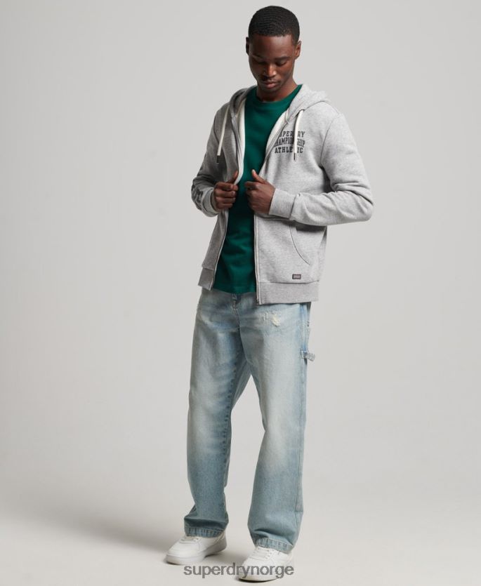 Superdry grå klær 86P46D633 gym atletisk hettegenser med glidelås menn
