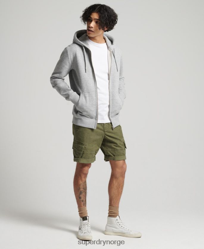 Superdry grå klær 86P46D640 vintage logobrodert hettegenser med glidelås i økologisk bomull menn