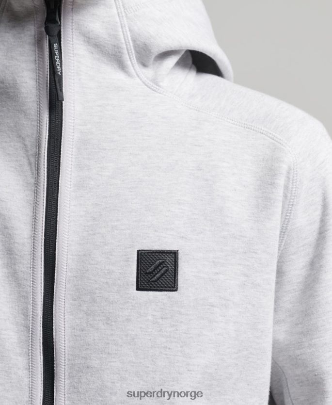 Superdry grå klær 86P46D643 kode tech hettegenser med glidelås menn