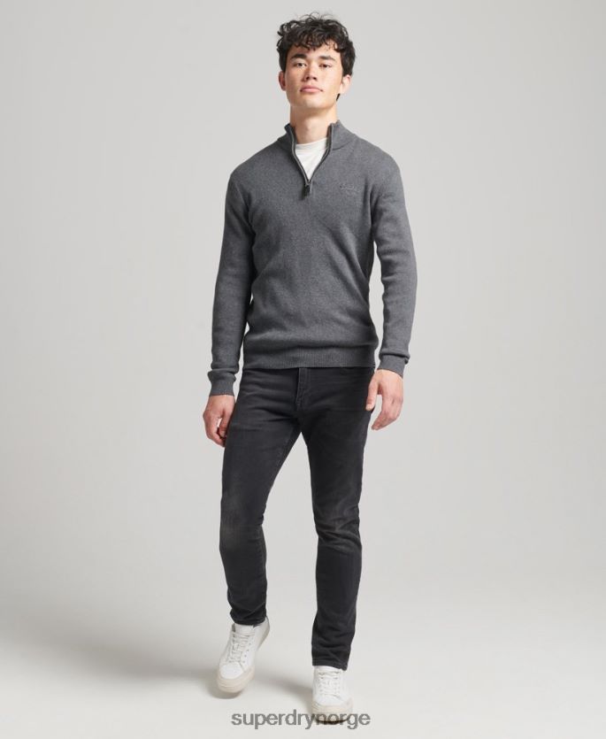 Superdry grå klær 86P46D6456 Henley sweatshirt med brodert økologisk bomull menn