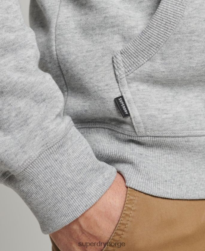Superdry grå klær 86P46D645 vintage logobrodert hettegenser i økologisk bomull menn