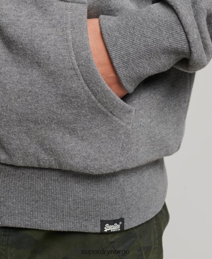 Superdry grå klær 86P46D680 essensiell borg-fôret hettegenser med glidelås menn