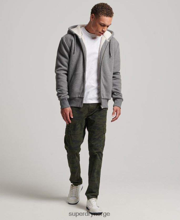 Superdry grå klær 86P46D680 essensiell borg-fôret hettegenser med glidelås menn