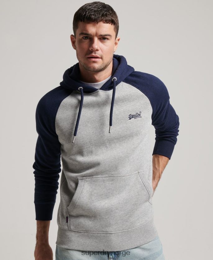 Superdry grå klær 86P46D689 vintage logo baseball hettegenser menn