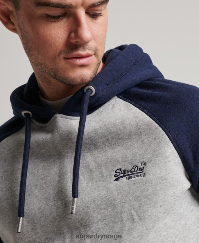 Superdry grå klær 86P46D689 vintage logo baseball hettegenser menn