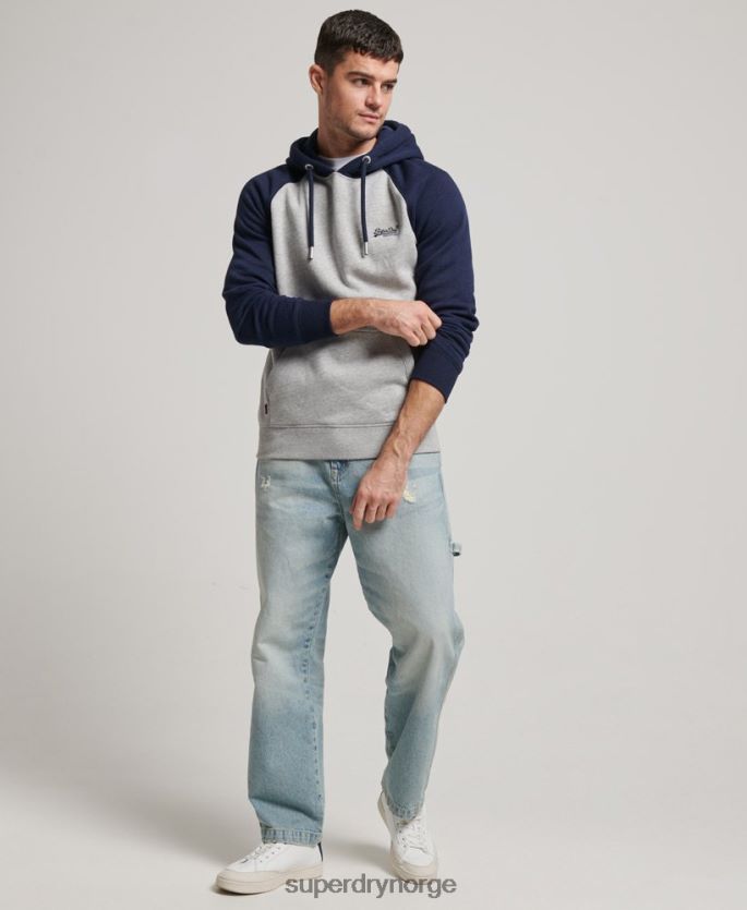 Superdry grå klær 86P46D689 vintage logo baseball hettegenser menn