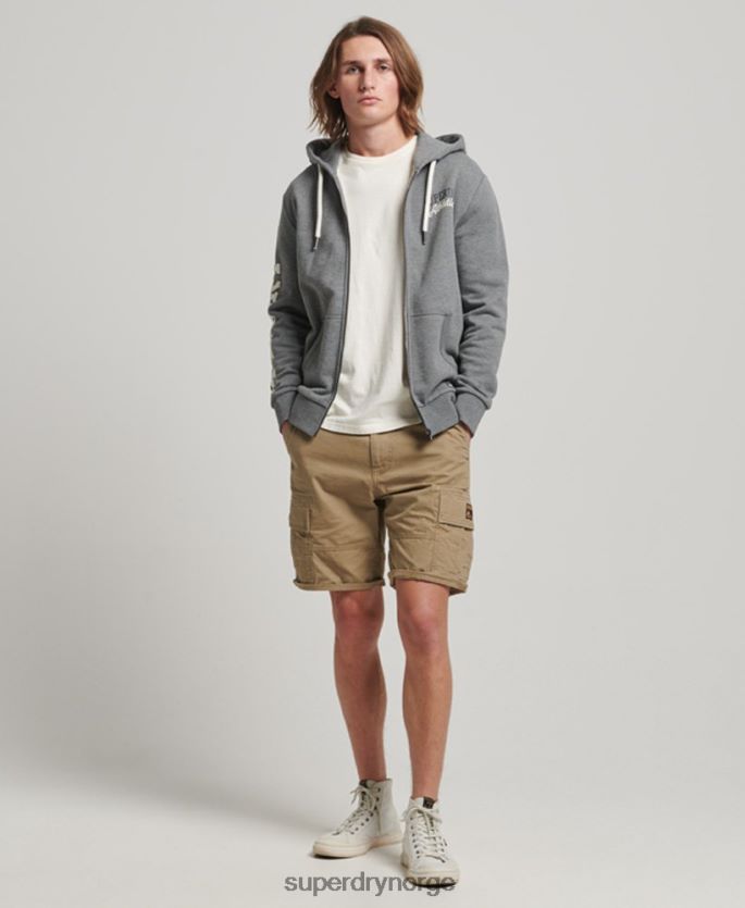 Superdry grå klær 86P46D714 gym atletisk hettegenser med glidelås menn
