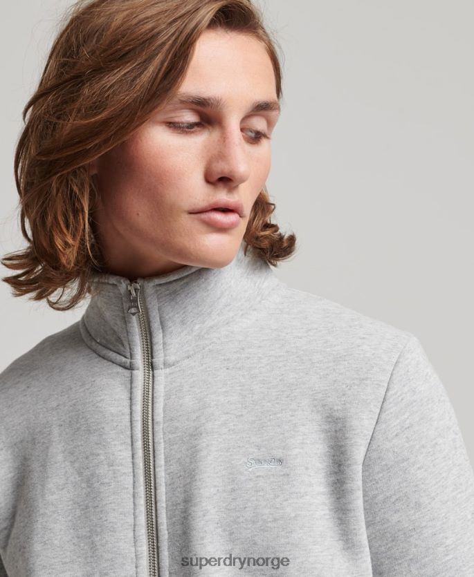 Superdry grå klær 86P46D739 topp med brodert glidelås med vintage logo menn