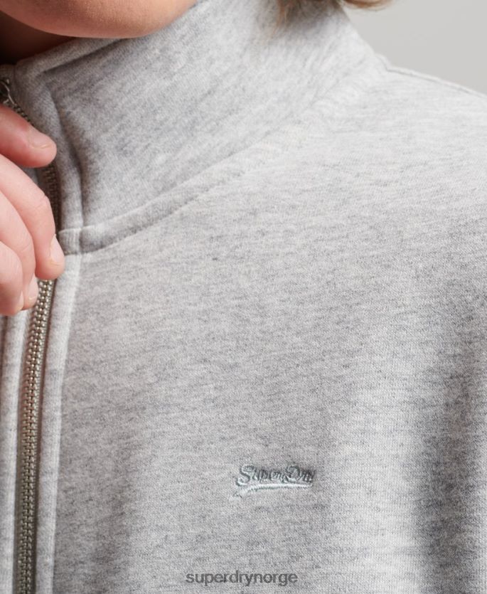 Superdry grå klær 86P46D739 topp med brodert glidelås med vintage logo menn