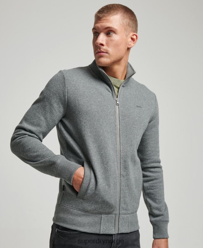 Superdry grå klær 86P46D755 topp med brodert glidelås med vintage logo menn