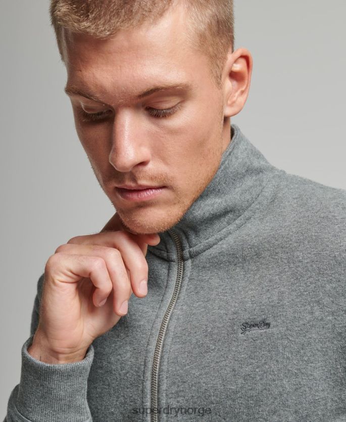 Superdry grå klær 86P46D755 topp med brodert glidelås med vintage logo menn