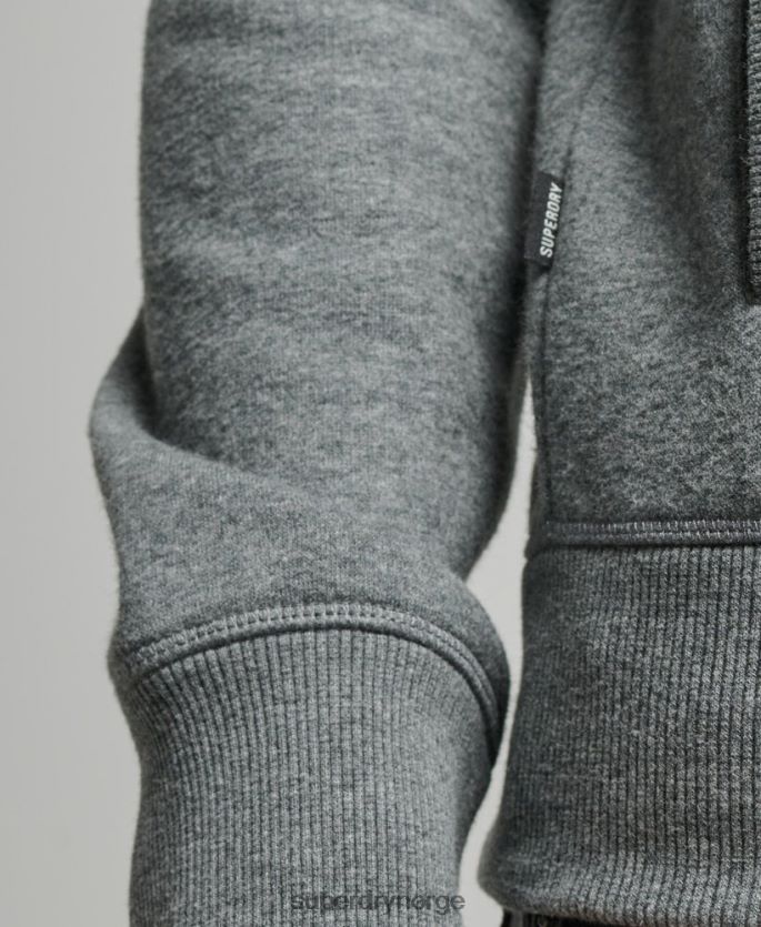 Superdry grå klær 86P46D755 topp med brodert glidelås med vintage logo menn