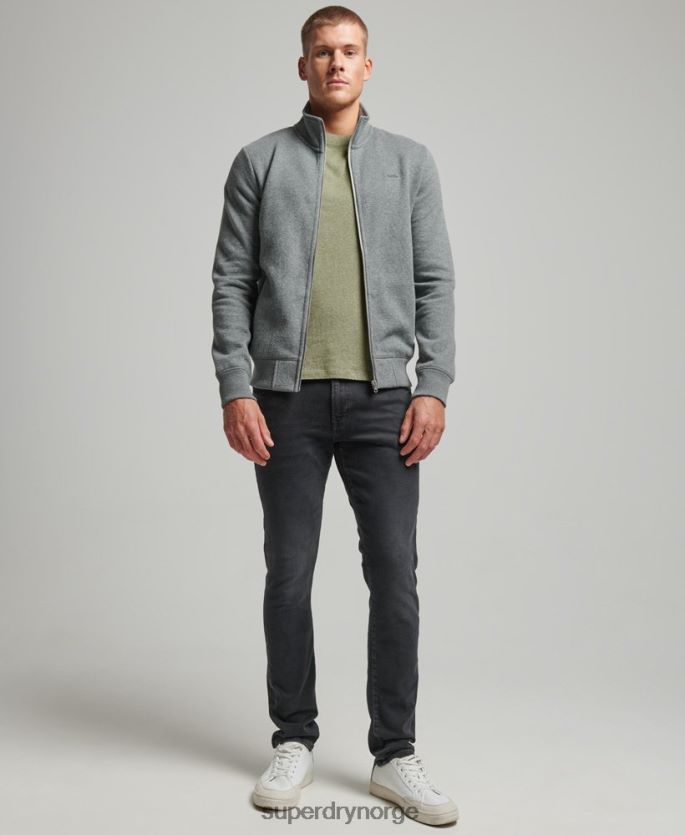 Superdry grå klær 86P46D755 topp med brodert glidelås med vintage logo menn