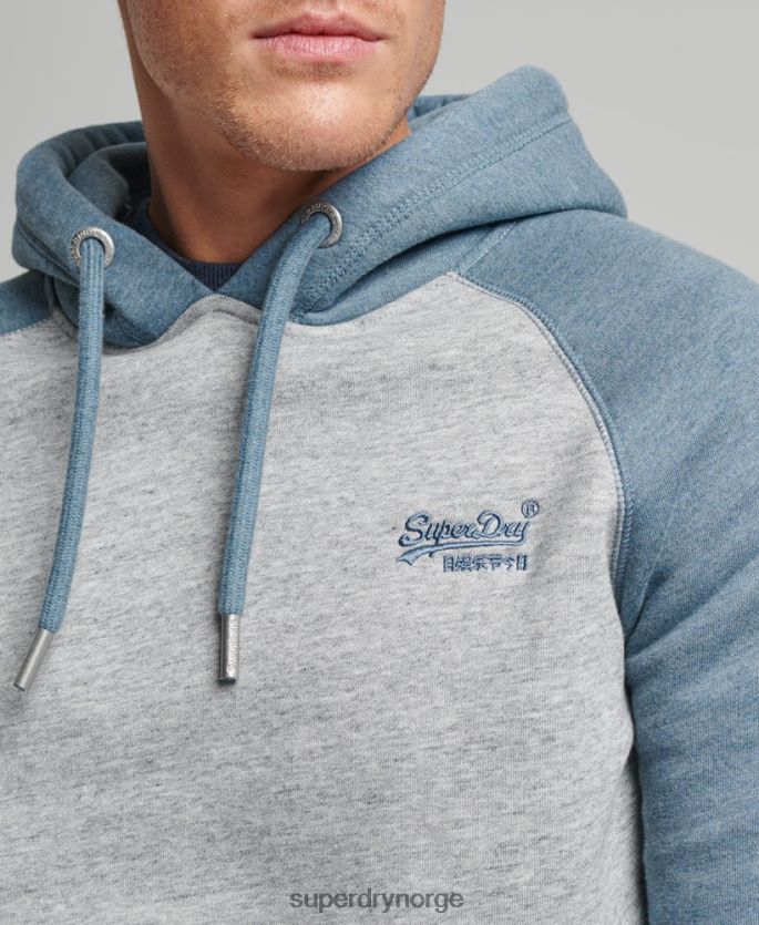Superdry grå klær 86P46D766 vintage logo baseball hettegenser menn