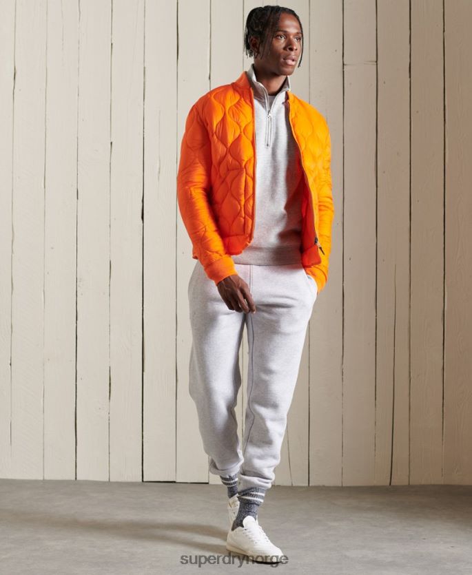 Superdry grå klær 86P46D779 vintage logo brodert henley sweatshirt med glidelås menn