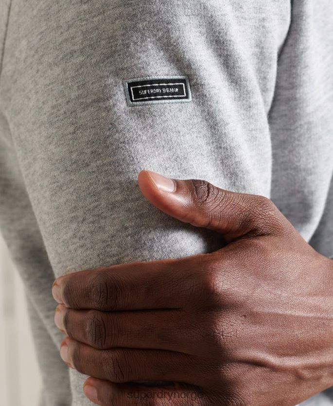 Superdry grå klær 86P46D779 vintage logo brodert henley sweatshirt med glidelås menn