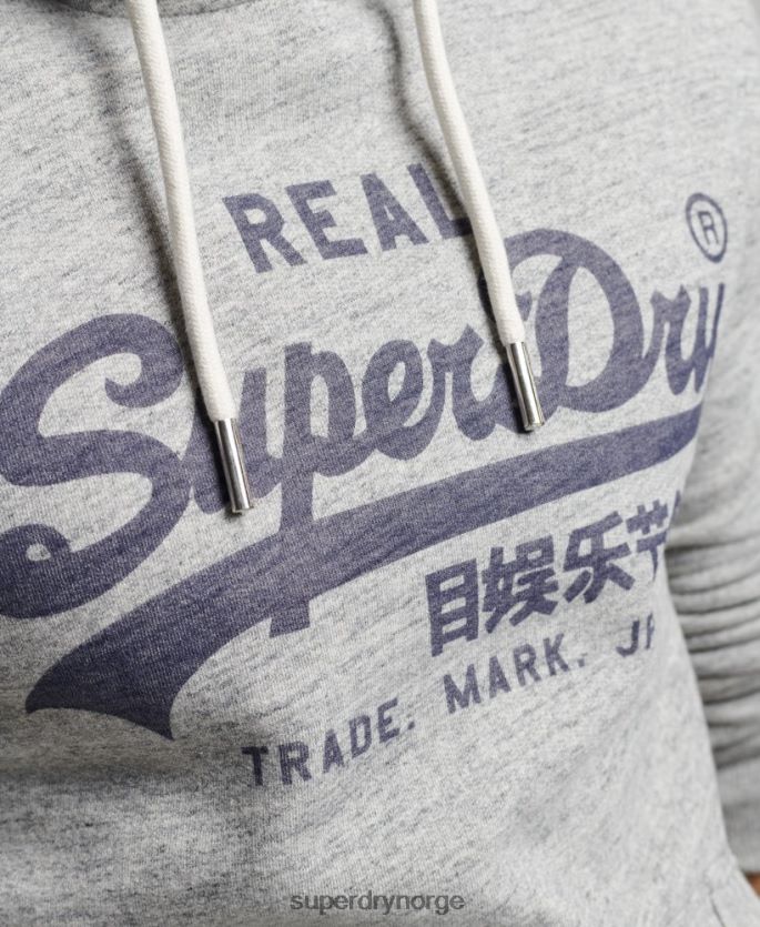 Superdry grå klær 86P46D789 vintage hettegenser med logo menn