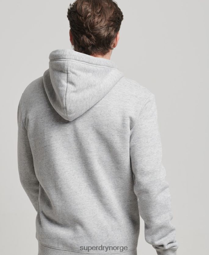 Superdry grå klær 86P46D792 vintage logo brodert hettegenser med glidelås menn