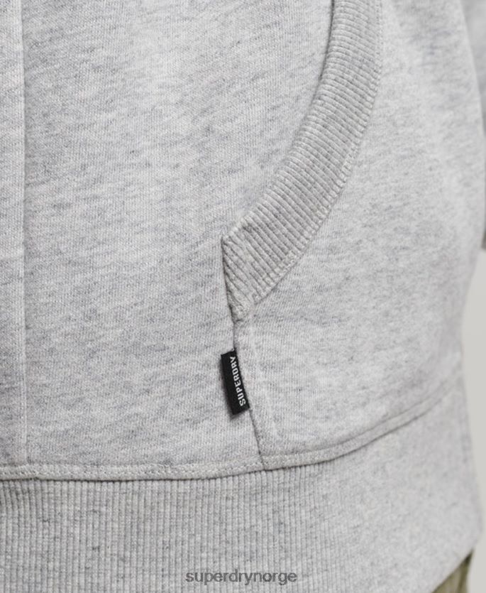Superdry grå klær 86P46D792 vintage logo brodert hettegenser med glidelås menn