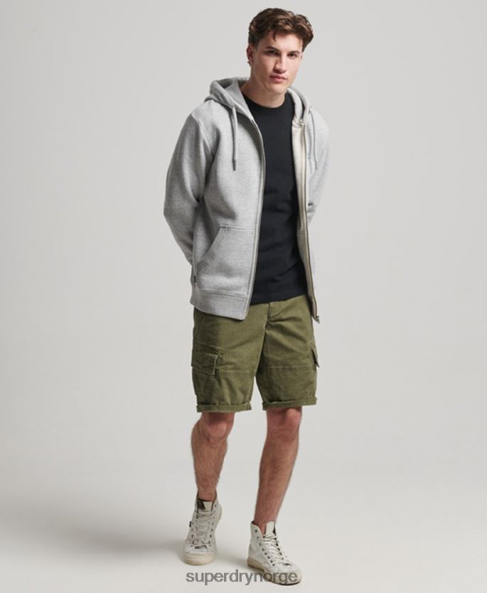 Superdry grå klær 86P46D792 vintage logo brodert hettegenser med glidelås menn