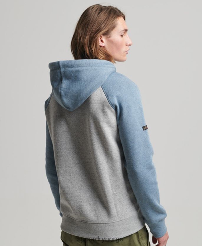 Superdry grå klær 86P46D812 raglan-hettegenser i økologisk bomull, vintage-logo menn